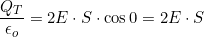 \dfrac{Q_T}{\epsilon_o}=2E\cdot S\cdot\cos0=2E\cdot S