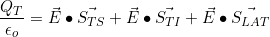 \[\dfrac{Q_T}{\epsilon_o}=\vec{E}\bullet\vec{S_{TS}}+\vec{E}\bullet\vec{S_{TI}}+\vec{E}\bullet\vec{S_{LAT}}\]